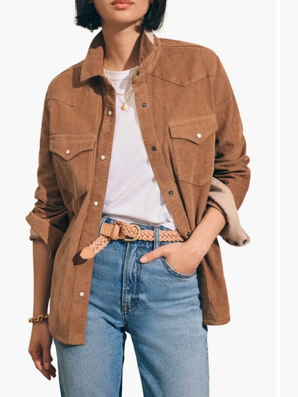Faherty Stretch Corduroy Western Shirt